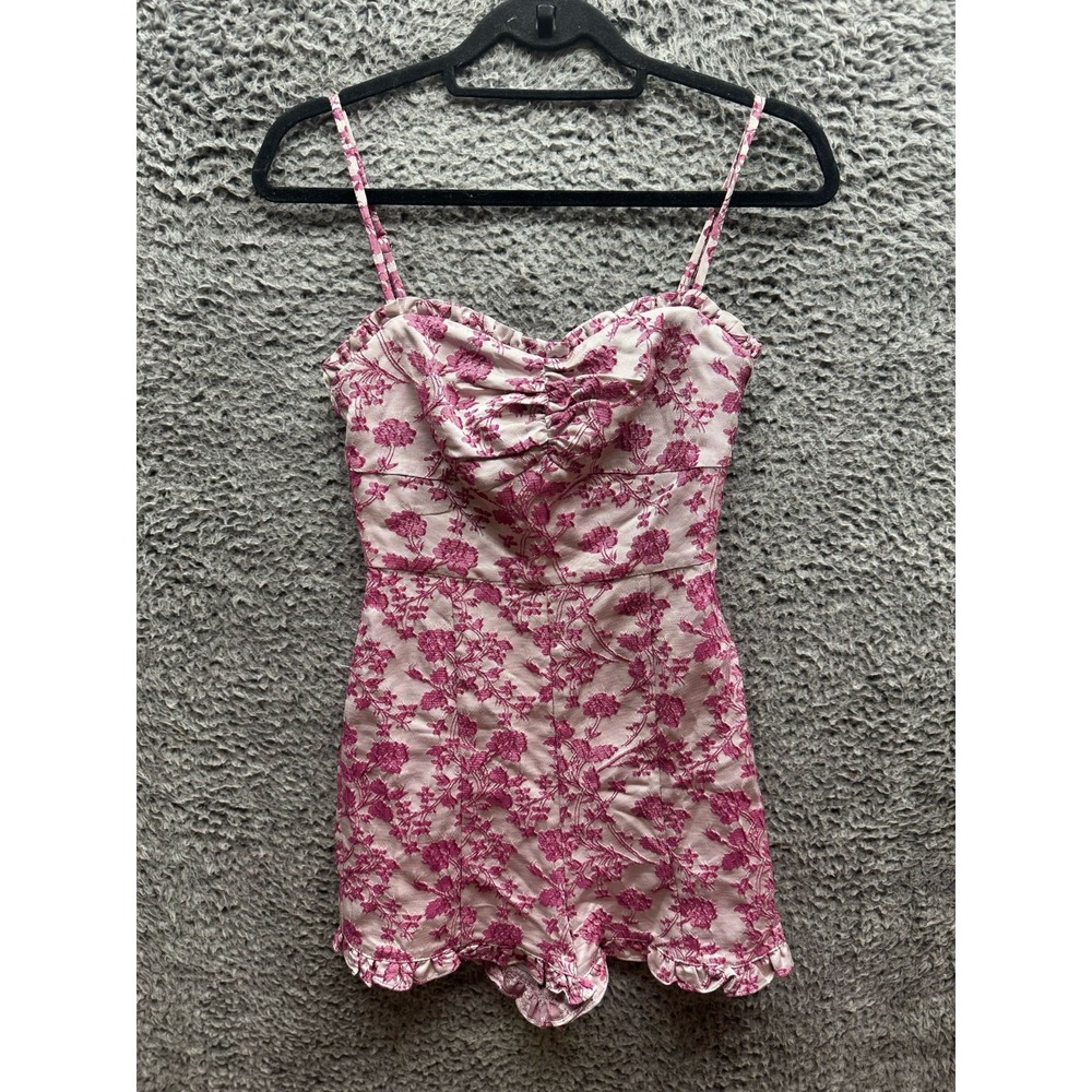 Likely Hyland Pink Floral Romper Sleeveless Ruffle Womens Size 2